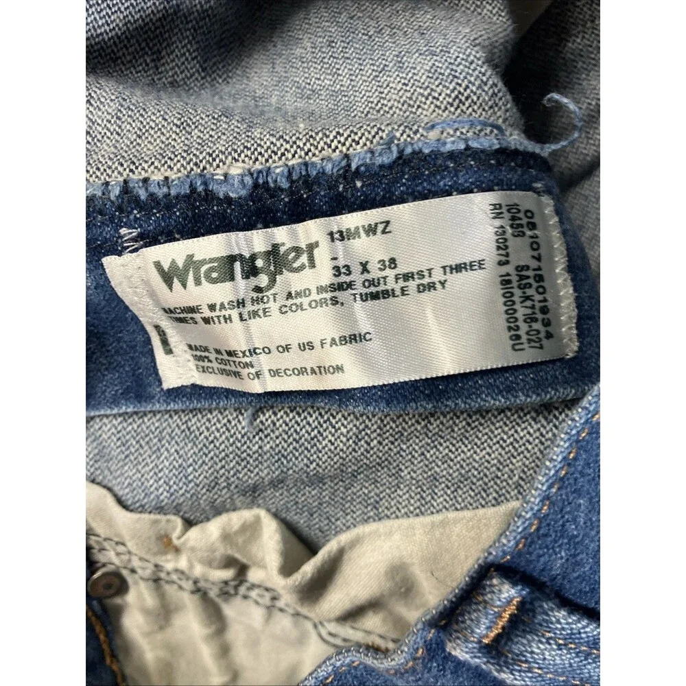 Wrangler 13MWZ Cowboy Cut Jeans Mens 33x38 Blue Rigid Denim High Rise Western